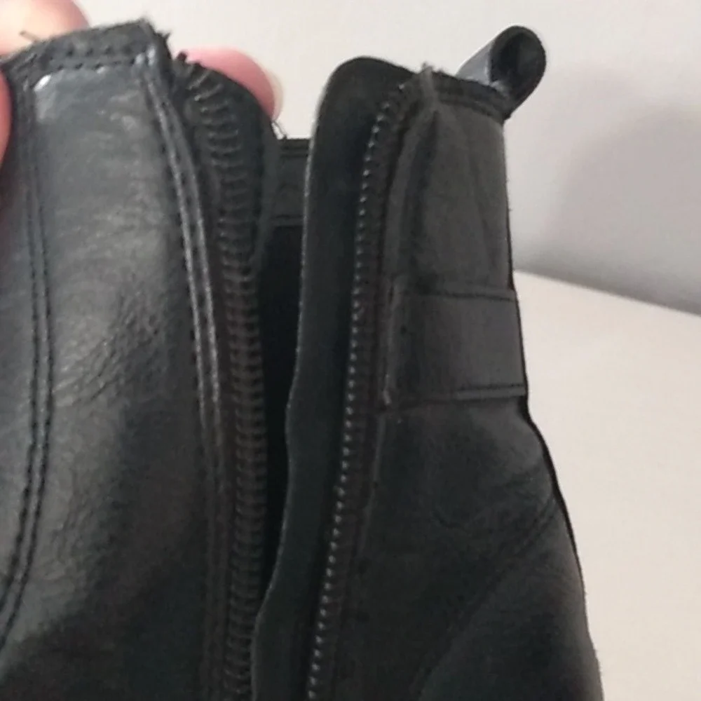 Kids‎ Black Combat Boots Side Zip Buckle Studded Sole Lace Up Size 12